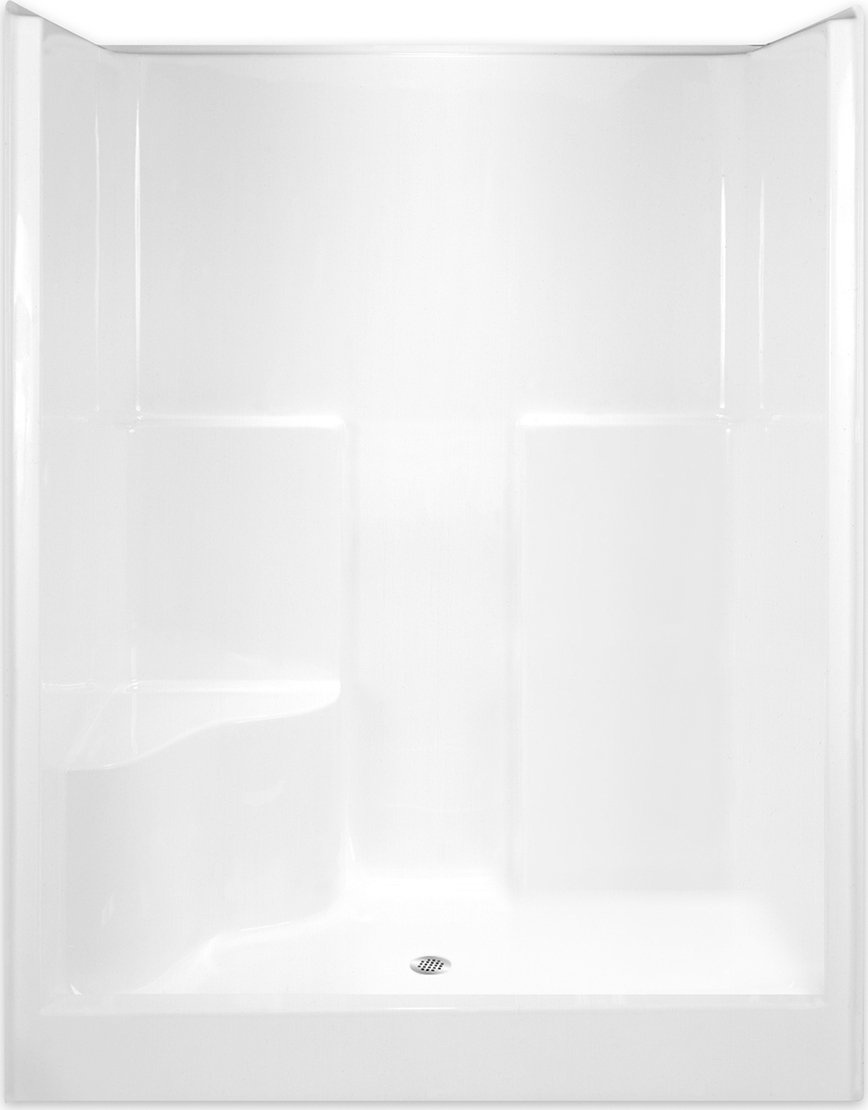 Comfort Designs G6077SH1SLWHT Luxury Gelcoat One-Piece Shower - Center Drain, 60 x 36.5 x 78.25 in, Acrylic
