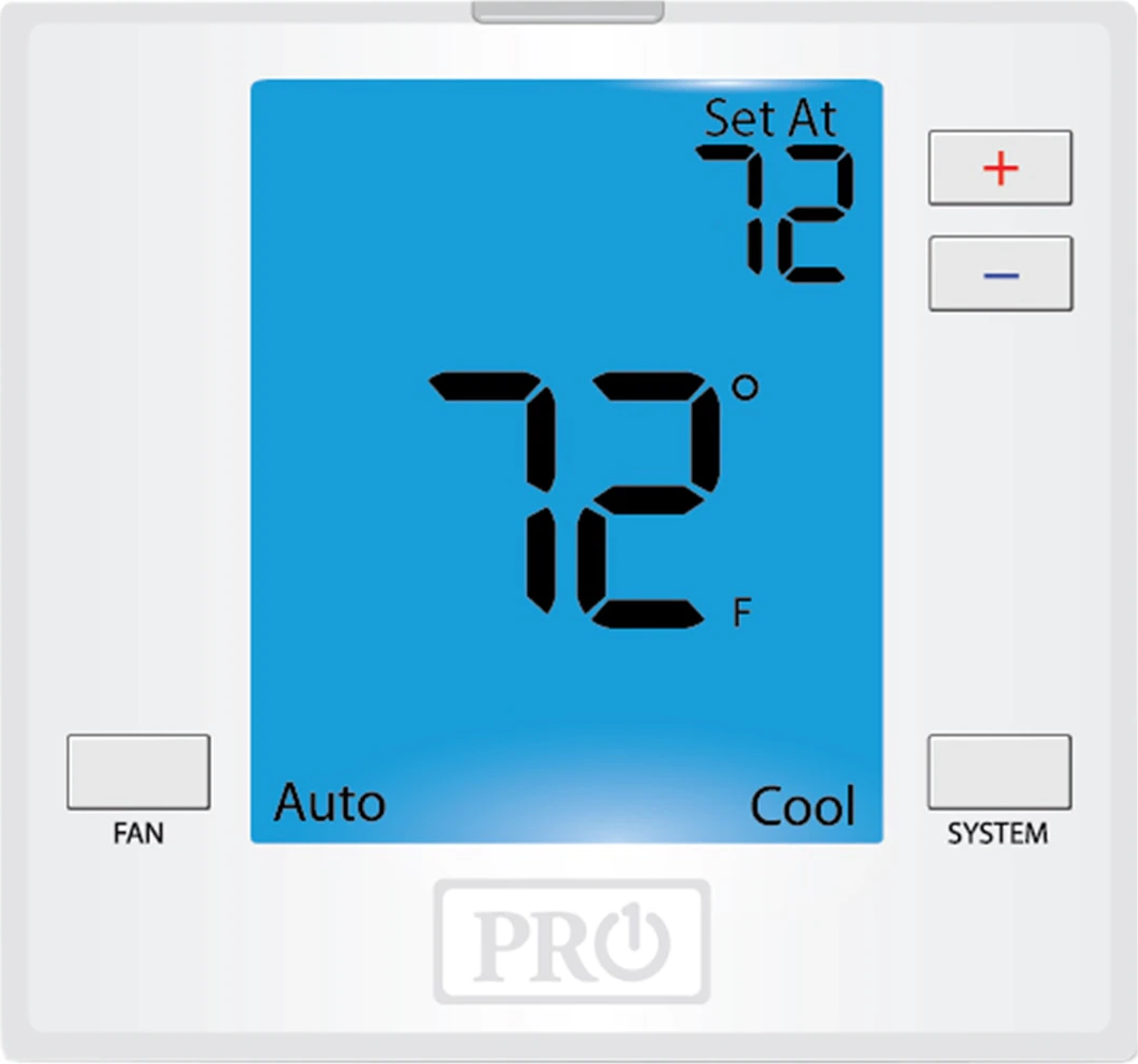 Rheem® T751 Pro1 Non-Programmable Thermostat - 3H/2C, Backlit LCD, Battery / Hardwired, White