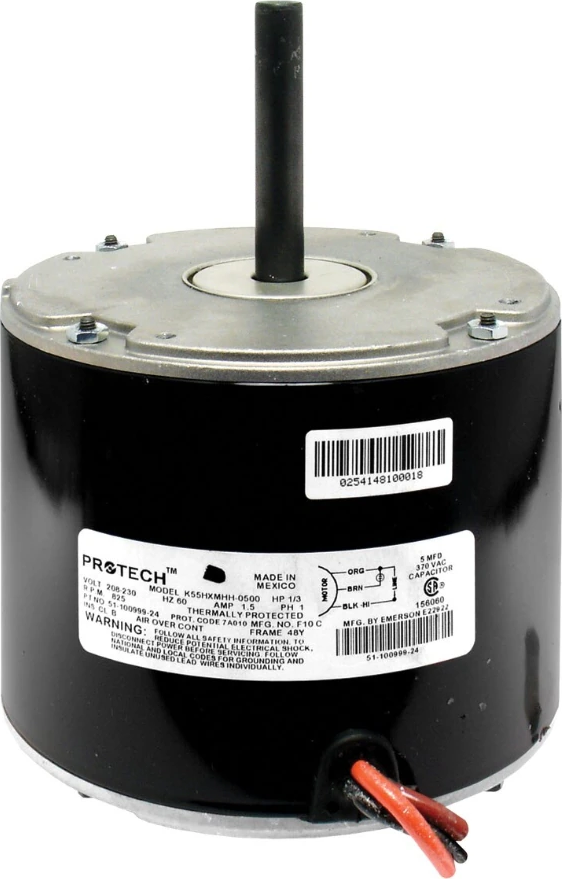 Rheem® 51-102500-10 ProTech 1/3 HP 1-Speed PSC Condenser Fan Motor - 825 RPM, 208/230V, 1 ph, CCW