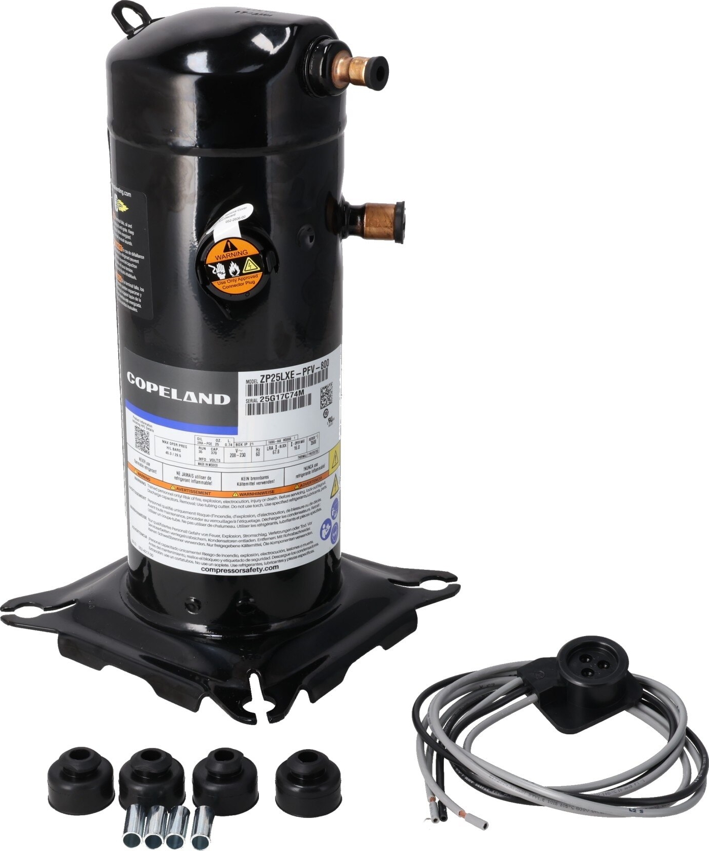 Rheem® ZP25LXE-PFV-800 ZP Series 2.0 Ton Scroll Compressor - 208/230V, 25,500-33,800 BTU/h, R-410A, For Models Incl RPML / RPMM / RPQL