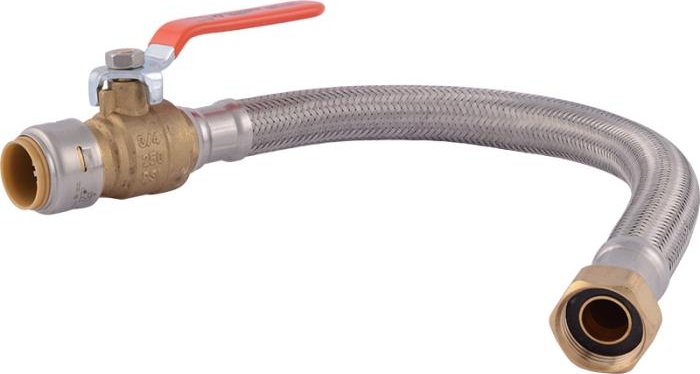 SharkBite™ UR3088FX18BV SharkBite Max 3/4 x 3/4 Water Heater Connector w/ Ball Valve - FPT x Push-to-Connect