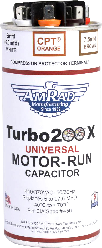 Mars® 12300 Turbo 200 Dual Run Round Capacitor - 5-97.5 MFD, 440/370V