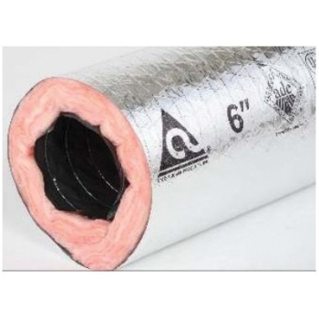 Atco 13102410 Flexible Duct, 25 ft L, R8, Fiberglass Jacket, 5000 fpm Max Air Velocity, Silver, 10 in OD