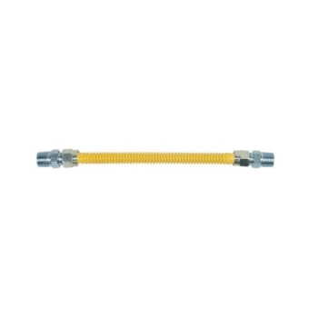 BrassCraft® ProCoat® CSSD44-18 Gas Connector, 1/2 in, MIP, 1/2 in, MIP, 18 in L, Stainless Steel Tubing, Steel Fitting