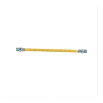 BrassCraft® ProCoat® CSSL44-12 Gas Connector, 1/2 in, MIP, 1/2 in, MIP, 12 in L, Stainless Steel Tubing, Steel Fitting