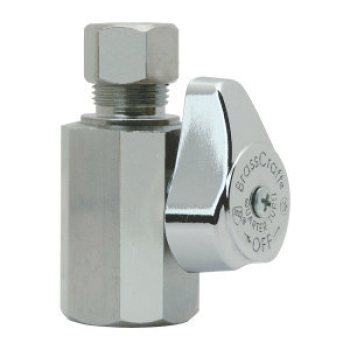 BrassCraft® G2R12X C 1/4 Turn Straight Stop Valve, 1/2 in Inlet, FIP Inlet, 3/8 in Outlet, OD Compression Outlet
