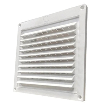 Builder's Best® 110898 Mini-Louver Hood, 8.2 in Opening Width, 8.2 in Opening Length, Plastic, 5/8 in Height, White