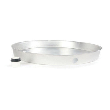 Camco 20810 Drain Pan With PVC Fitting (E/F), 26 in Dia, 2-1/4 in D, Aluminum, Use With: Gas or Electric Water Heater