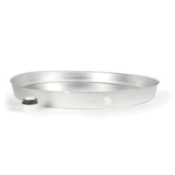 Camco 20830 Drain Pan With PVC Fitting (E/F), 24 in Dia, 2-1/4 in D, Aluminum, Use With: Gas or Electric Water Heater