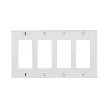 Decora® 80412-W 4-Gang Decora/GFCI Device Wall Plate, Thermoset Plastic, 4-1/2 in Width, 0.22 in Height, 2-3/4 in Depth