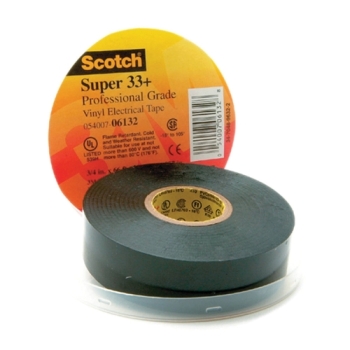 DiversiTech® Super 33+ ET33 Electrical Tape, 3/4 in W, 76 ft L, 7 mil Thick, Vinyl, 150 lb/in Tensile Strength, Black
