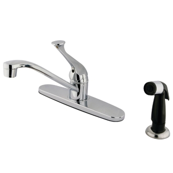 KINGSTON KB572+ Kitchen Faucet, Deck Installation / Mounting, 1 Handles, 4 Holes, 1.8 gpm Flow Rate, Polished, 8 in