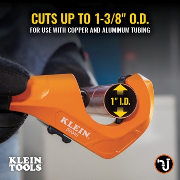 Klein Tools® 50046 Constant Swing Tubing Cutter, 1-3/8 in Max Pipe, 1/8 in Minimum Pipe, Zinc Alloy Body, 6.4 in L