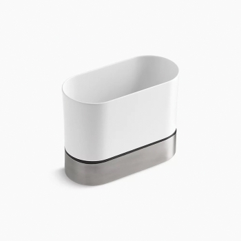 Kohler® K-6378-0 Kitchen Brush Caddy, Stainless Steel, White