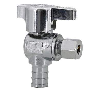Legend Valve 114-615NL 1/4 Turn Angle Stop Valve, 1/2 in Inlet, F1807 PEX Inlet, 1/4 in Outlet, Compression Outlet