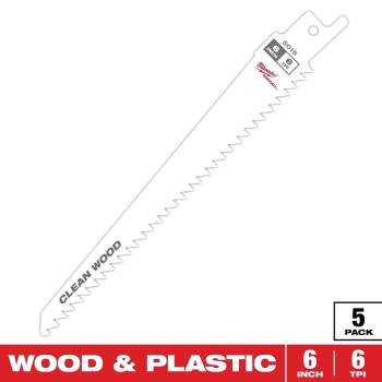 Milwaukee® SAWZALL® 48-00-5015 Fleam Ground Blade, 6 TPI, 6 in Length, 1.6 in Width