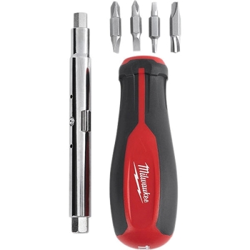 Milwaukee® 48-22-2760 11-in-1 Screwdriver With ECX, 1/4 in, 3/8 in Drive, #1, #2, 3/16 in, 1/4 in Bit, 11 -Piece, No