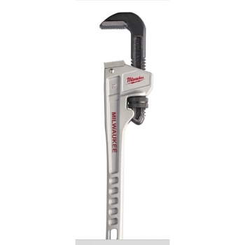 Milwaukee® 48-22-7214 Pipe Wrench, 2 in Jaw, Aluminum Body, 14 in Length, Red/Silver, Ergonomic Handle, Black Oxide