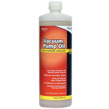 Nu-Calgon Cal-Vac 4383-24 Vacuum Pump Oil, 40 to 46 cSt Viscosity, 1 qt Net Content, 437 deg F Flash Point, Colorless