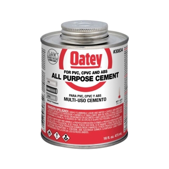 Oatey® 30834 All-Purpose Cement, Applicable Materials: ABS, CPVC, PVC, 16 oz Net Content, Milky Clear