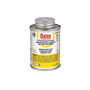 Oatey® FlowGuard Gold® 31910 1-Step All-Weather Fast Set Cement, Applicable Materials: CPVC, 4 oz Net Content, Yellow