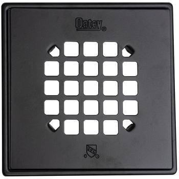 Oatey® 42419 Square Snap-in Shower Strainer With Ring, Stainless Steel, Matte Black, 4.54 in Height, 4.54 in Width