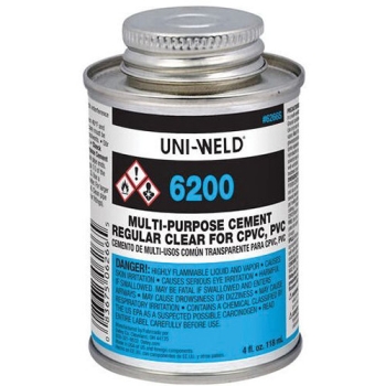 Oatey® Uni-Weld® 6266S Multi-Purpose Cement, Applicable Materials: ABS, CPVC, PVC, 4 oz Net Content, Clear