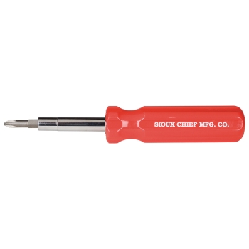 Sioux Chief 314-10 6-in-1 Screwdriver, 1/4 in, 5/16 in Drive, 6 -Piece, Phillips, Slotted Drive, Red Handle