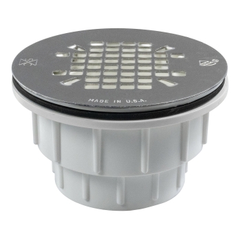 Sioux Chief 825-27P Shower Module Drain, For Pipe Size: 2 in, Hub Outlet Connection, PVC Body, Stainless Steel Grate