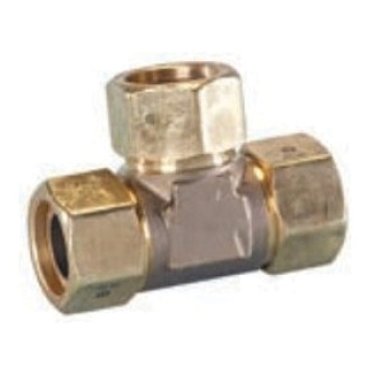 TracPipe® AutoFlare® FGP-TF750-T750 Tee, 3/4 in Connection Size 1, 3/4 in Connection Size 2, Brass, Tee Function Type
