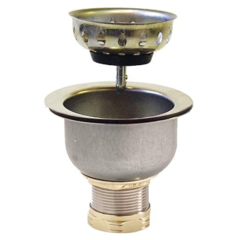 WOLVERINE BRASS® 52810 Posi-Lock Deep Dish Sink Strainer, Stainless Steel, Polished, 4-1/2 in Outside Diameter