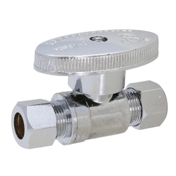 WOLVERINE BRASS® 56003NL 1/4-Turn Straight Stop, 3/8 in Inlet Connection, Compression Inlet Connection, Straight Valve