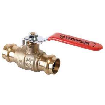 WOLVERINE BRASS® 56271NL Ball Valve, Ball Valve, 3/4 in Nominal, 3/4 in Connection Size 1, Connection Type 1: Press