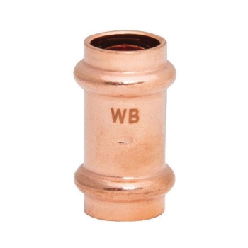 WOLVERINE BRASS® 99615 Press Coupling With Stop, Coupling Fitting, 1/2 in Connection Size 1, 1/2 in Connection Size 2