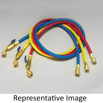 Yellow Jacket® PLUS II™ 29048 Hose With Compact Ball Valve End, R-410A Refrigerant, 1/4 in, 48 in L Hose, Yellow