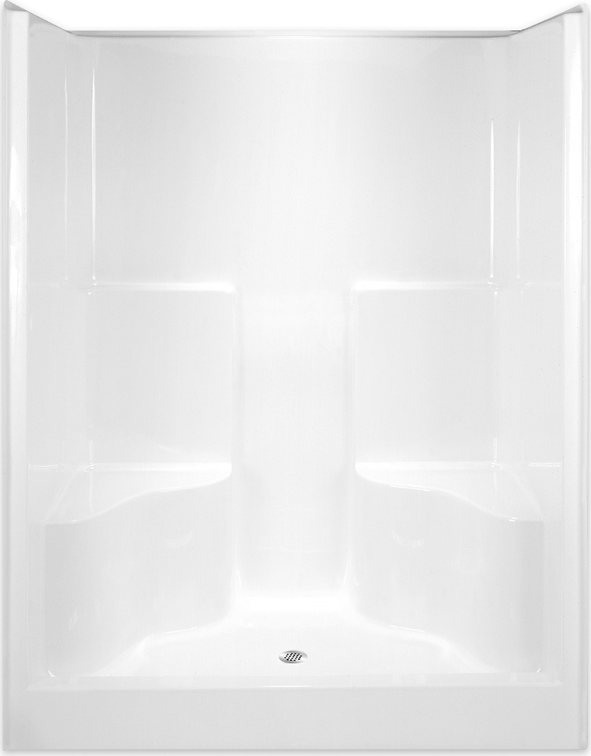 Comfort Designs G6077SH1SRWHT Luxury Gelcoat One-Piece Shower - Center Drain, 60 x 36 x 78.5 in, Acrylic
