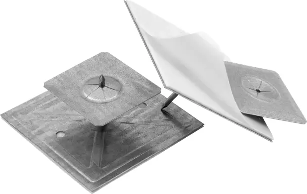 HARDCAST® 308156 Stik-Ons Galvanized Steel Self-Adhesive Insulation Hanger - 3 lbs Load, 1.25 in L, 2 x 2 x Silver / Metallic