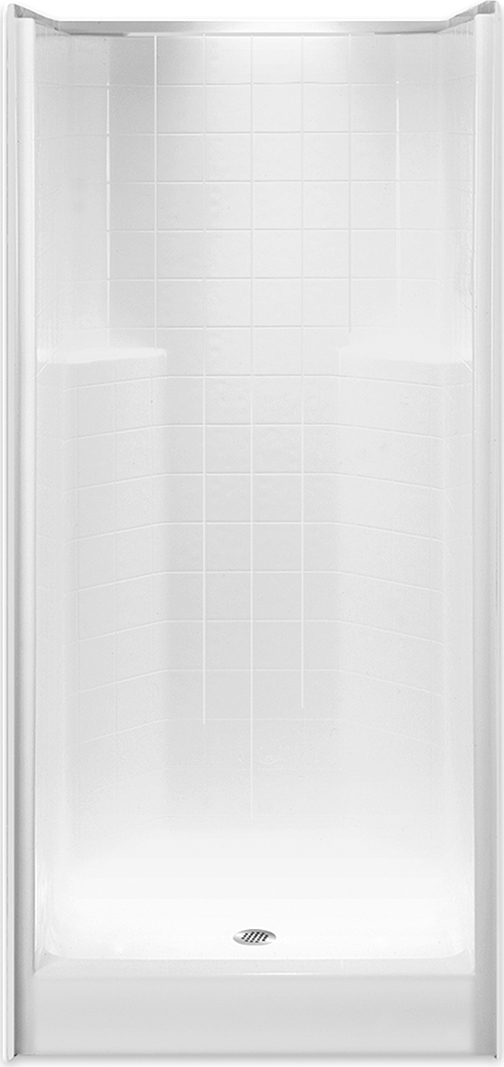 Comfort Designs G3679SHC-WHT Luxury Gelcoat One-Piece Shower - Center Drain, 36 x 36 x 77.5 in, Acrylic
