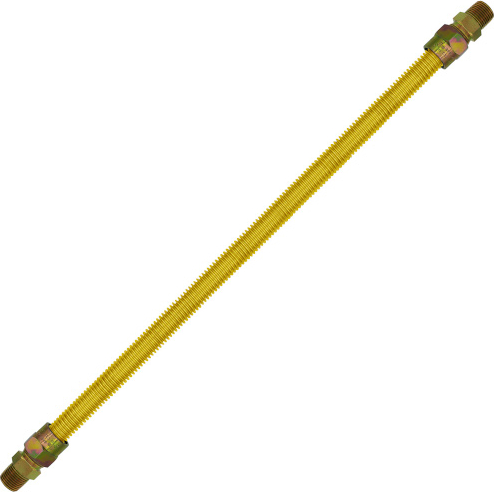 CAMBRIDGE™ C-GCY-581212MM-36 C-GCY Series 1/2 in Gas Connector - 36 in L, Yellow Polymer-Coated