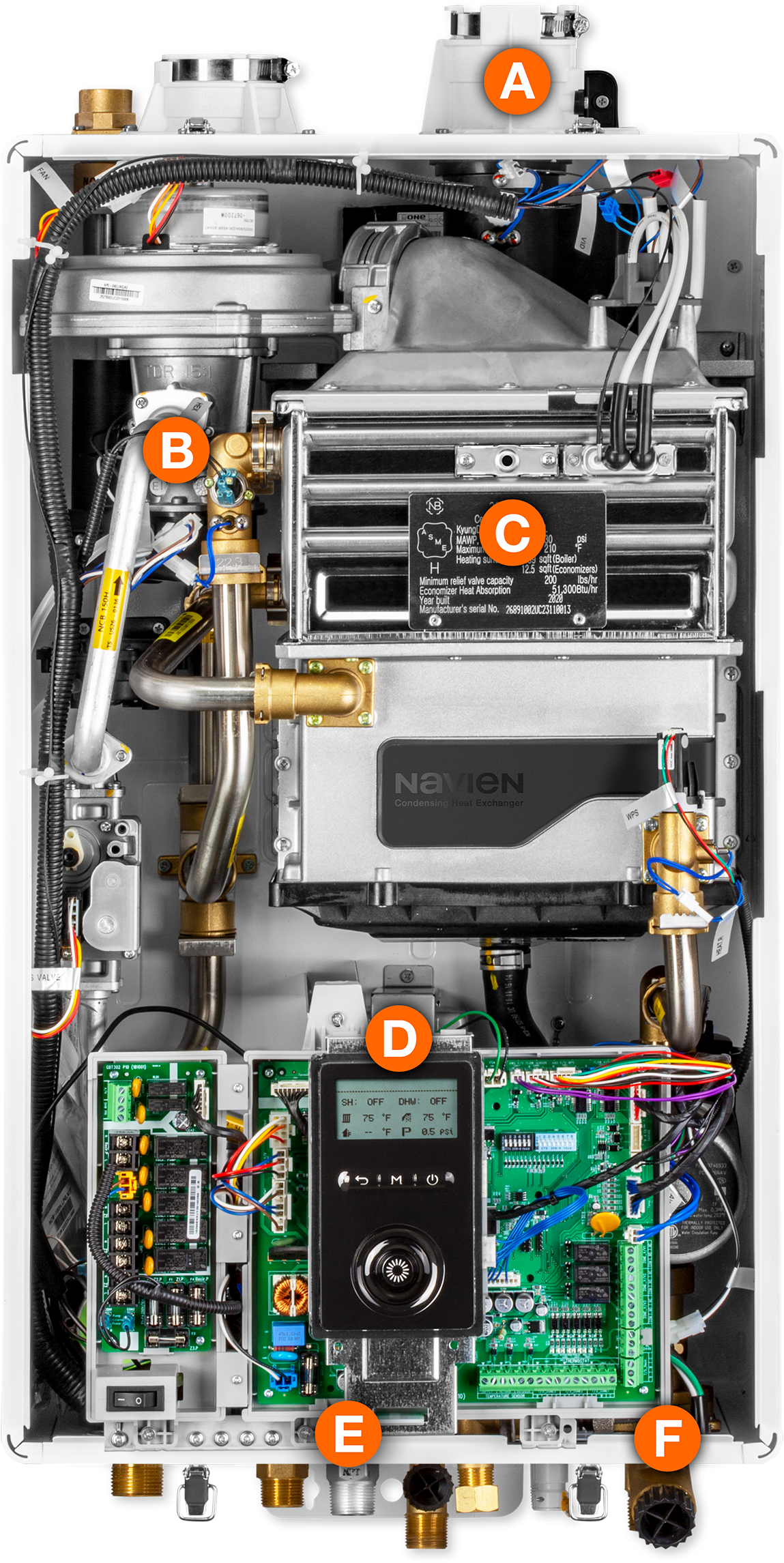 Navien NCB-240/130H NCB-H Series Condensing Combination Boiler - 130,000 BTU/h, 95% AFUE