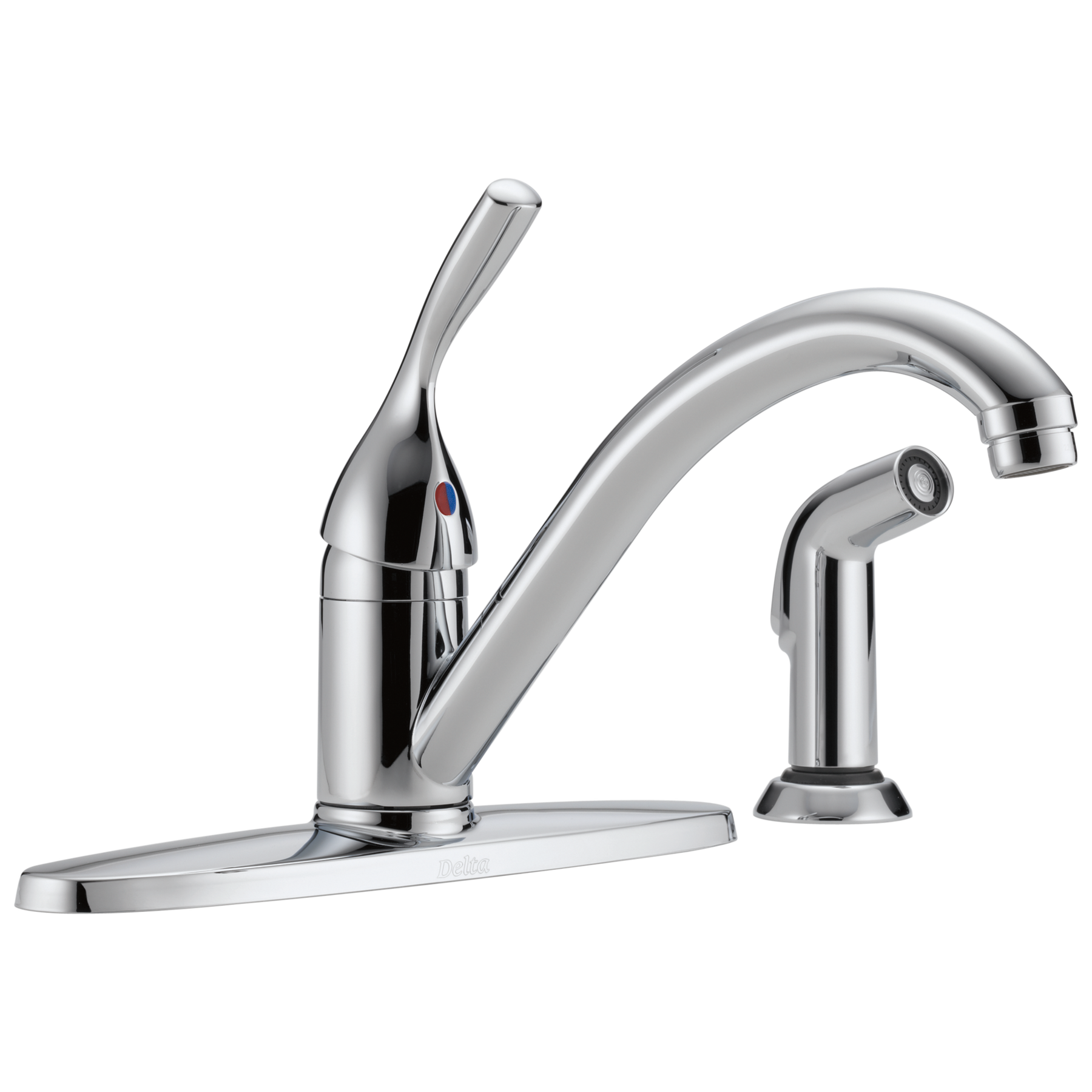 delta® 400-DST Classic 1-Handle Kitchen Faucet w/ Spray - Chrome, Low Arc, 1.8 GPM
