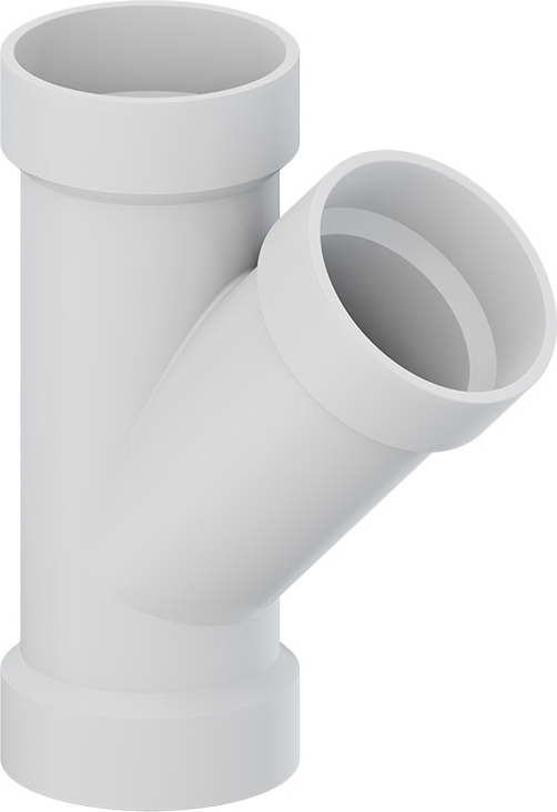 TIGRE 600-3609 3 x 3 x 3 in Wye - 45 Degrees, White, Hub x Hub x Hub