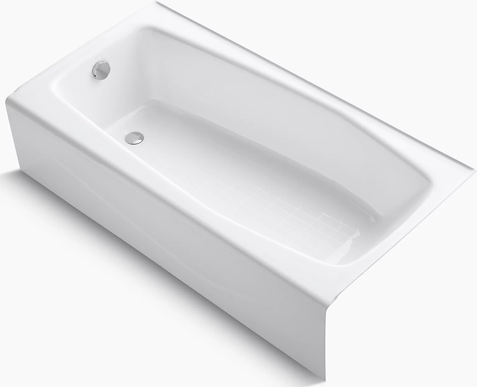 Kohler® K-715-0 Villager Alcove Tub - Left Hand Drain, 60 x 30.25 x 14 in, Enameled Cast Iron