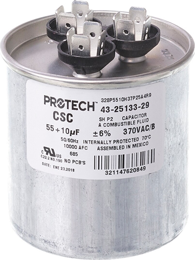 Rheem® 43-25133-29 55+10 MFD 370V Round Capacitor