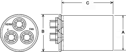 Rheem® 43-25133-36 30+5 MFD 440V Round Capacitor