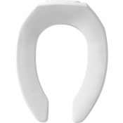 Bemis® 1955CT 000 Toilet Seat, Elongated Bowl Shape, Open Front Type, White, Plastic, 18.563 in Length, 14-1/2 in Width