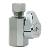 BrassCraft® G2R12X C 1/4 Turn Straight Stop Valve, 1/2 in Inlet, FIP Inlet, 3/8 in Outlet, OD Compression Outlet