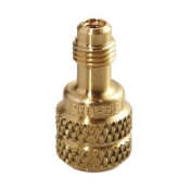 CPS® AD44LH Straight Adapter With Valve Core, Connection Size 1: 1/4 in, Connection Type 1: Female Threaded, Brass