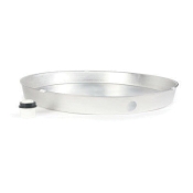 Camco 20810 Drain Pan With PVC Fitting (E/F), 26 in Dia, 2-1/4 in D, Aluminum, Use With: Gas or Electric Water Heater
