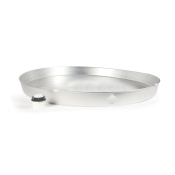 Camco 20840 Drain Pan With PVC Fitting (E/F), 22 in Dia, 2-1/4 in D, Aluminum, Use With: Gas or Electric Water Heater